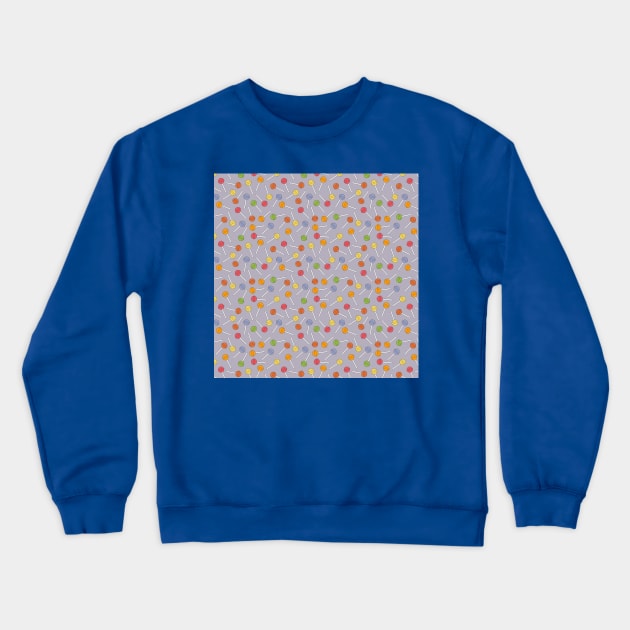 Happy Lollipop Sugar Candy Pattern - Blue Crewneck Sweatshirt by PrintablesPassions